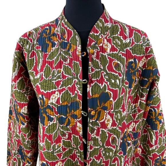 Vintage 90’s Sam Hilu Quilted Reversible Floral Block Print Jacket Size XL - Picture 3 of 8